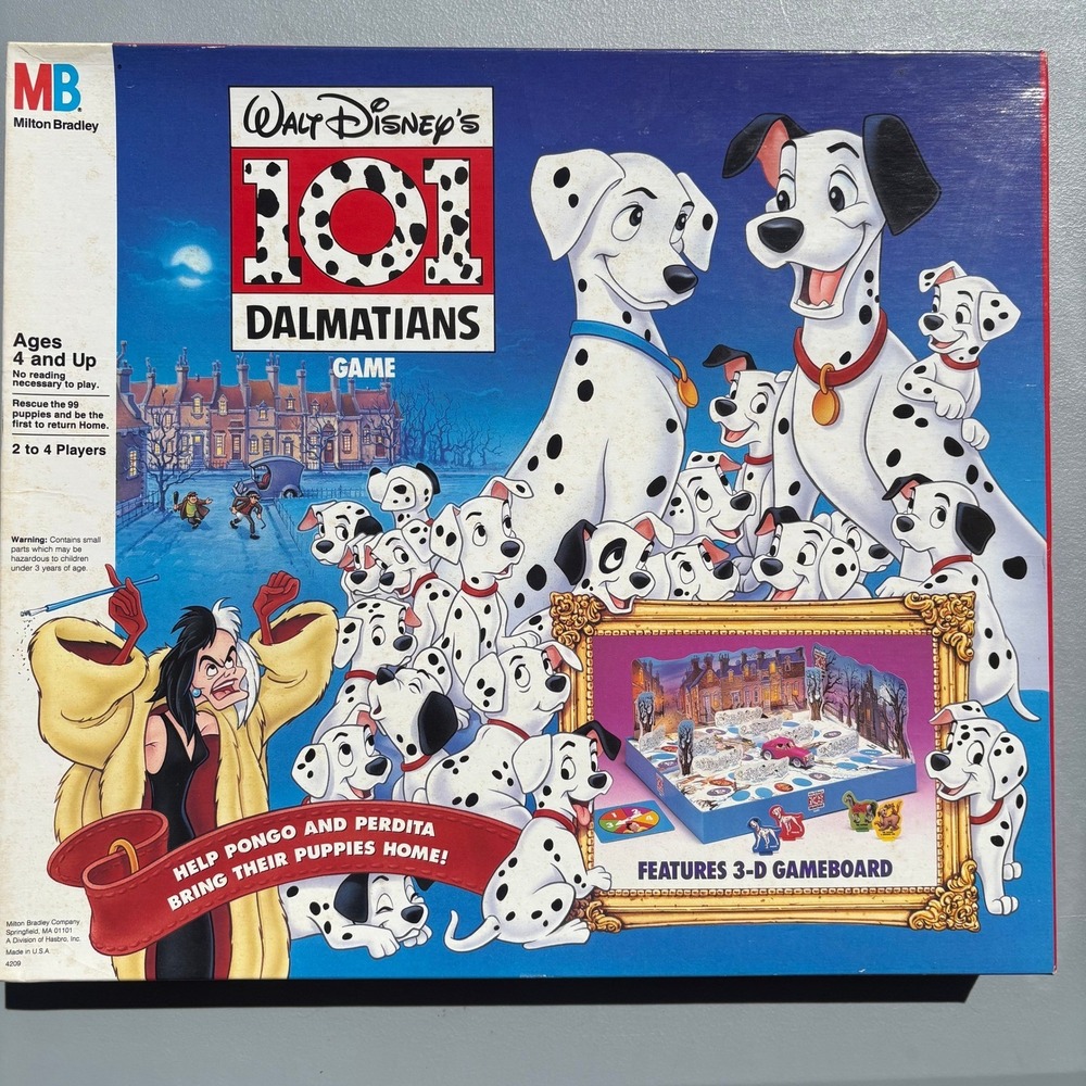 Vintage Disney 101 Dalmatians‎ 3-D Board Game Milton Bradley 1991 Complete 4209